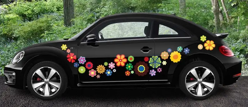 

Retro Flower Sticker Flurry Sheet Vehicle Graphics for Cars or Trucks SUV's Window Decals Car Bright Flowers DIY Spring Sticker