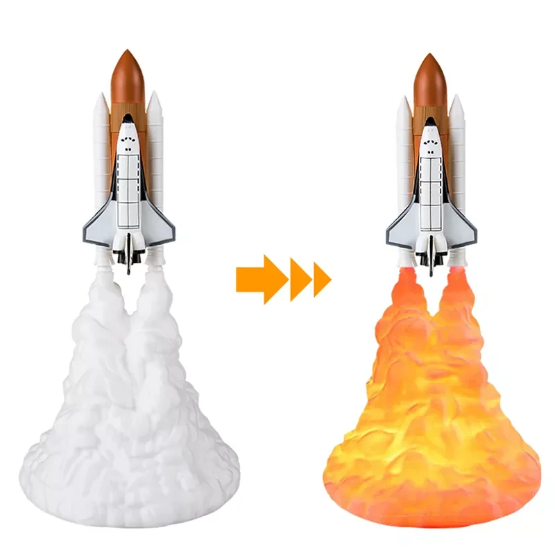 

2023 EeeToo 3D Print Space Shuttle Lamp LED Night Light USB Rechargeable Rocket Lamp Night Lamp For Space Lovers Nightlight Drop