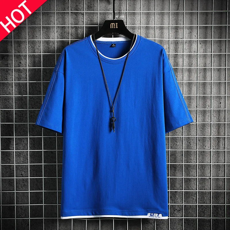 

Solid Color Men's T-shirt Round Neck Men's Clothing Tracksuit Beach Street Hip Hop Sportswear Oversized T-shirts Streetwear