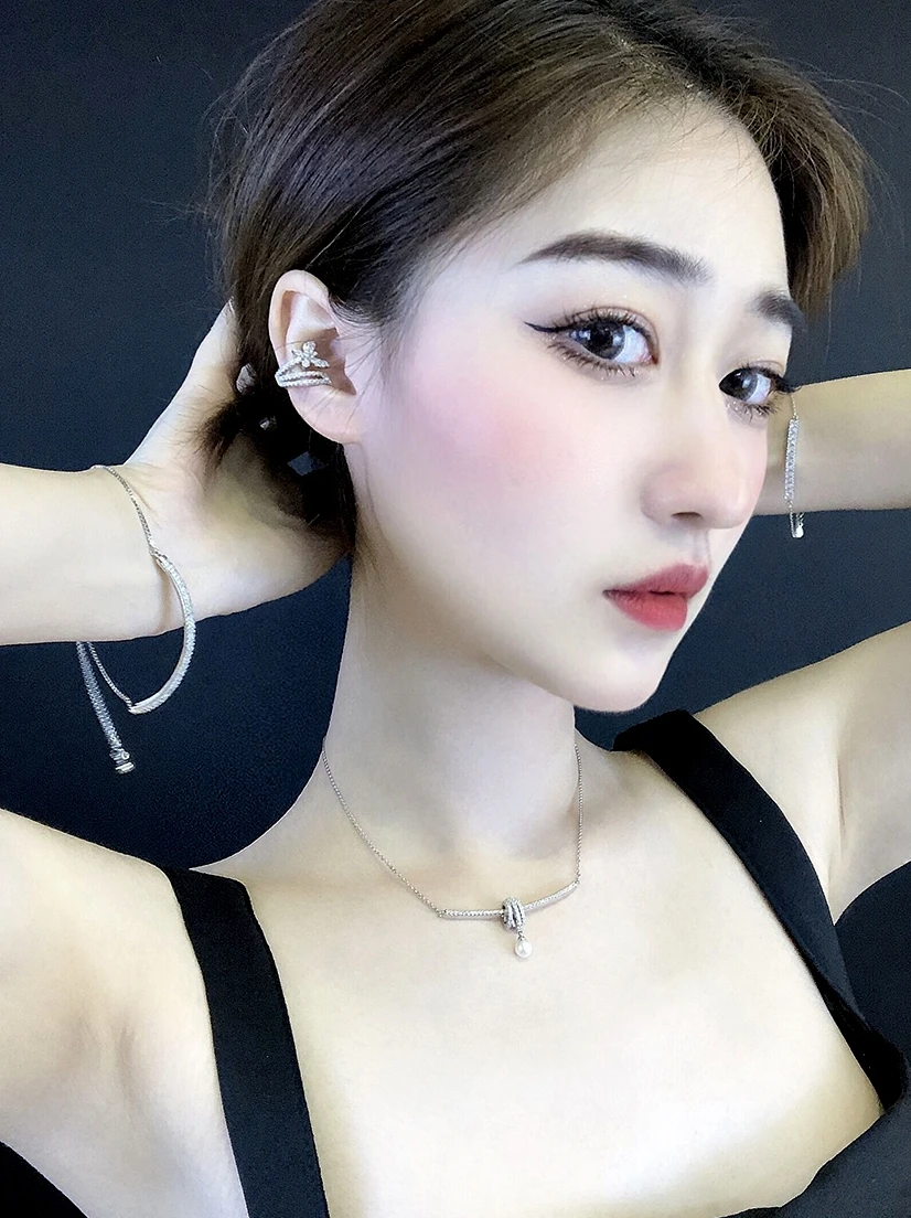 Ipmsis Light Luxury Jewelry Ear Clip No Pierced Cold Sle Studs European and American Pearl Earrings