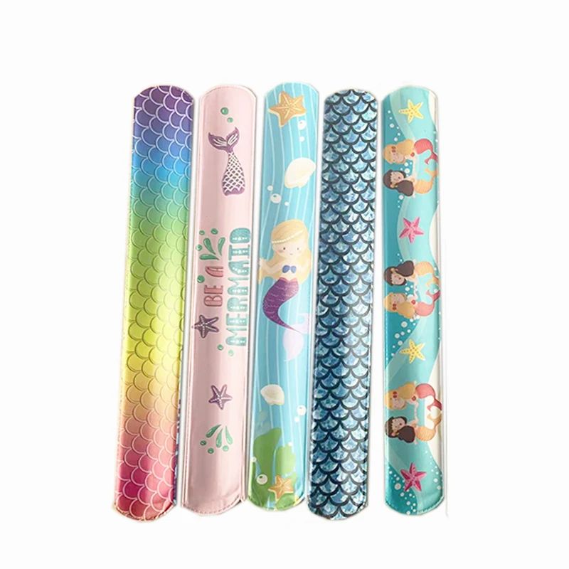 Mermaid Slap Bracelets Girl Mermaid Birthday Gift Under The Sea Happy Birthday Party Decor Kids Girl Guests Gifts Baby Shower images - 6