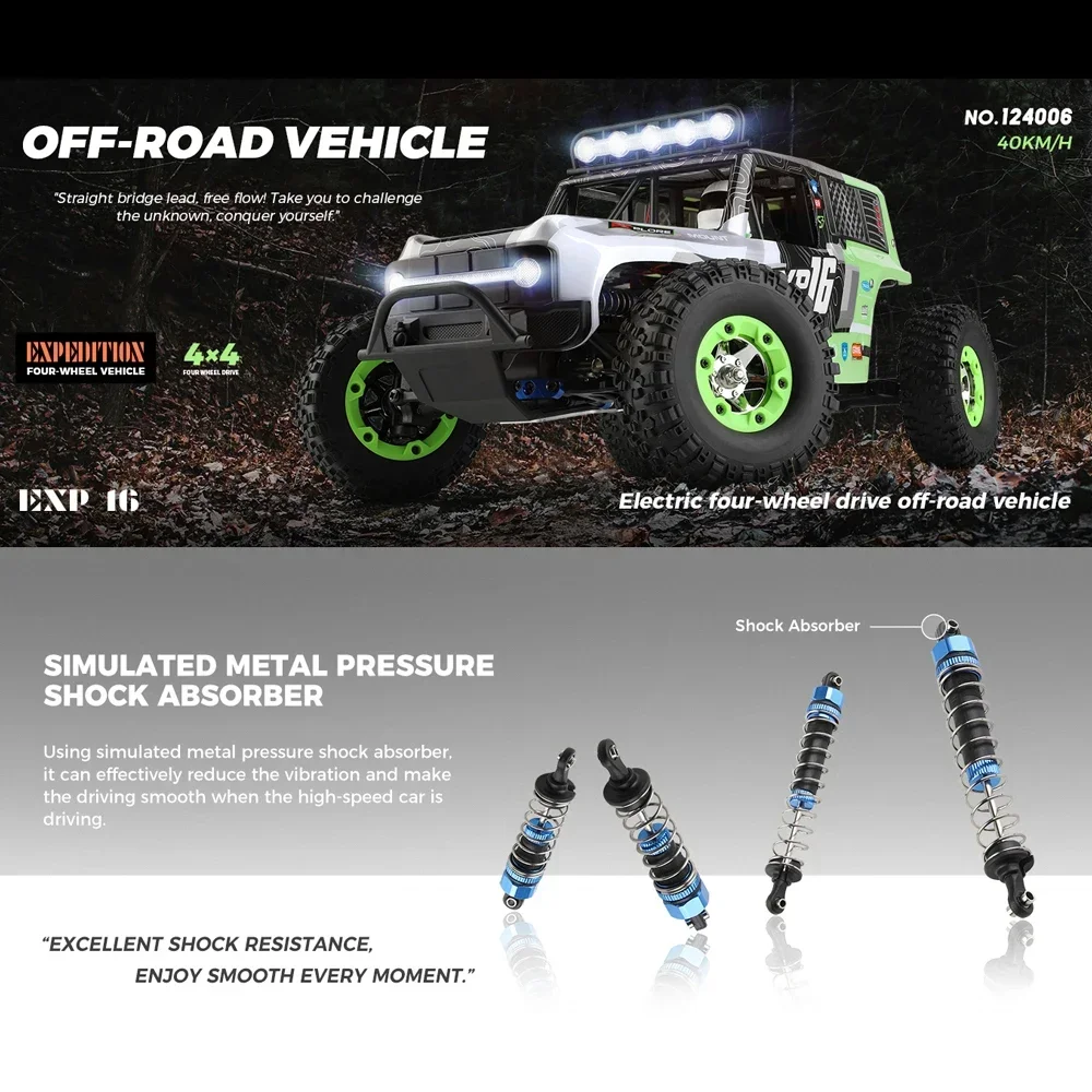 WLtoys 1/12 124006 Радиоуправляемый автомобиль для бездорожья 4x4 грузовики со