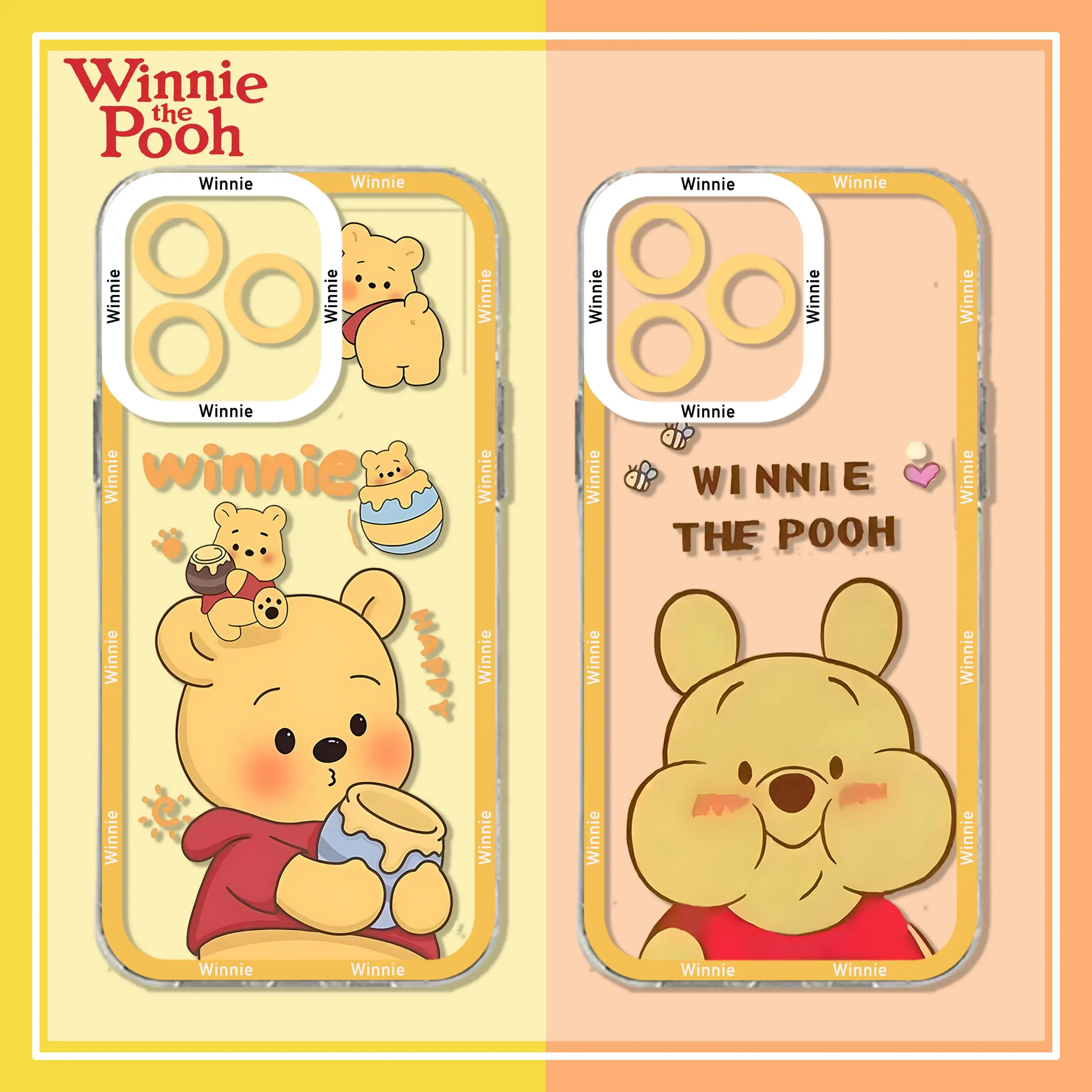 

D-Disneys Winnie the Poohs Phone Case For Samsung A71 A53 A50 A52 A52S A72 A71 A22 A20S A20 A30 A11 4G 5G Transparent Cover