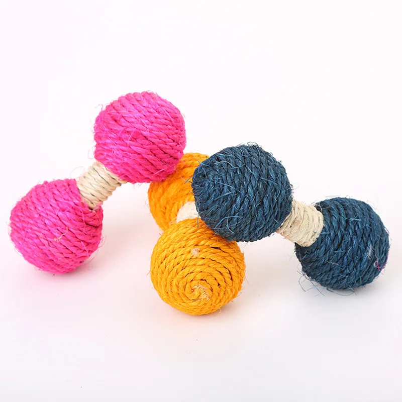 

1PC 3Colors Cat Toy Sisal Ball Kitten Teaser Playing Chew Scratch Catch Toy Pet Sisal Hemp Dumbbell Interactive Training Toys