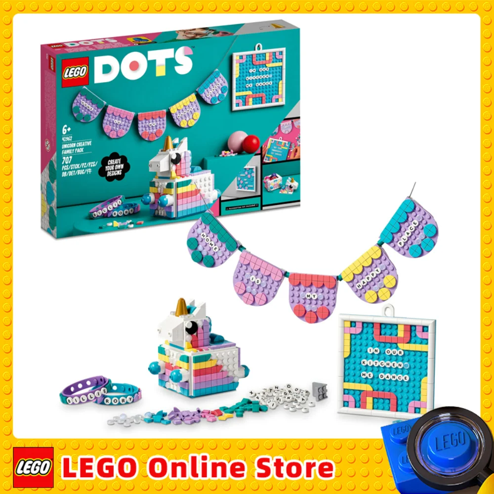 

LEGO 41962 DOTS Unicorn Creative Family Pack 5 in 1 Toy Crafts Set with Bunting Message Board Toy for Birthday Gift(707 Pieces)