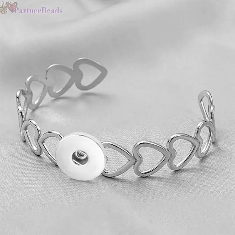 

Fashion Stainless Steel Charm Bangles Snap button bracelet BS968 (fit 18mm 20mm snap )