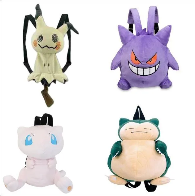 

Pokemon Plush Backpack Kawaii Suffed Toy Doll Mimikyu Eevee Mew Gengar Snorlax Bag Soft Schoolbag Shoulder Bag Children's Gift