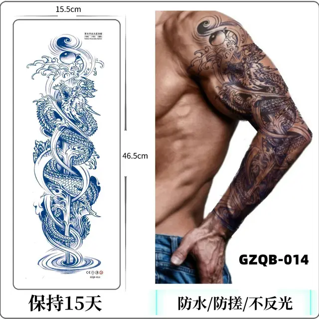 Waterproof Temporary Tattoo Sticker Semi-Permanent Totem Lion Skull Full Arm Large Size Sleeve Fake Tattoo Flash Tattoo For Men 5