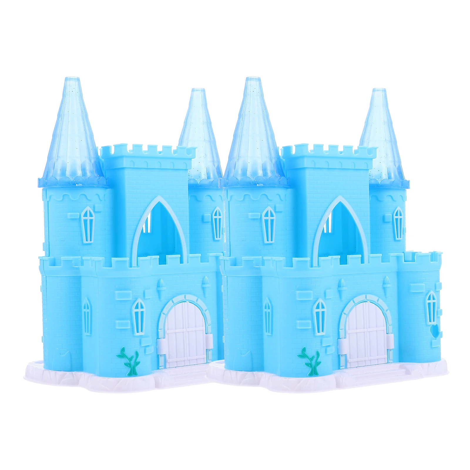 

2 Pcs Castle Toy Mini House Adornment Small Decor Ornaments Outdoor Toys Decorations Plastic Villa Model Kids Accessories