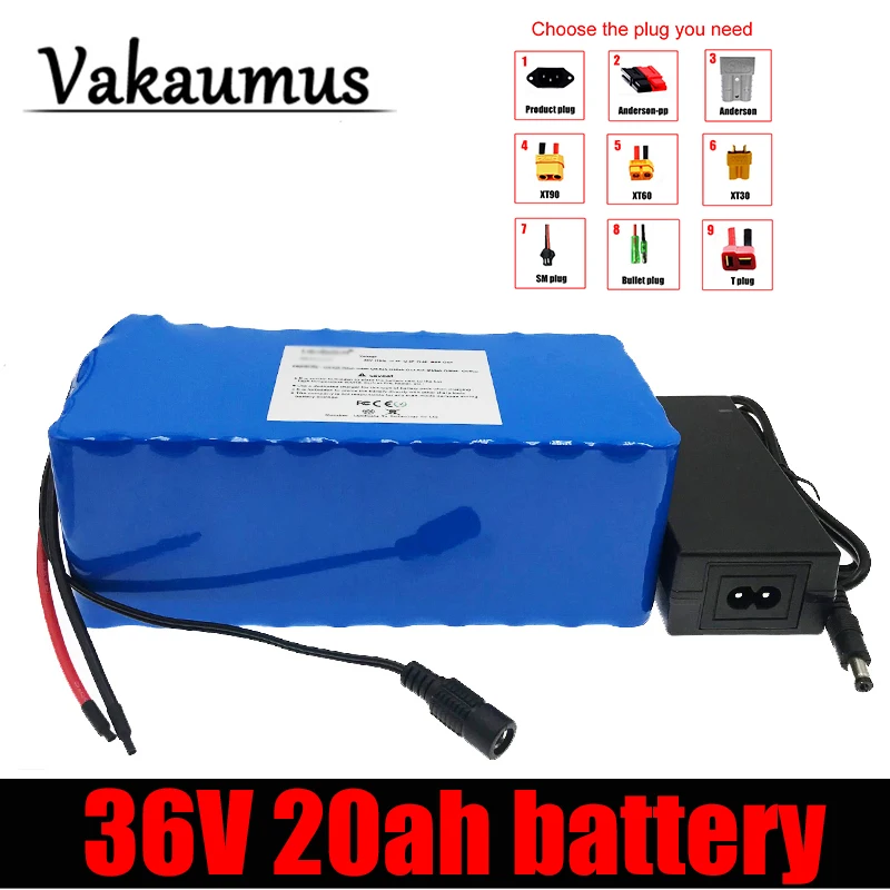 

Vakaumus 36V 20Ah Battery 18650 Pack 250W 350W 500W 750W High Power 42V 20000mAh Ebike Electric Bicycle 25A BMS And 2A Charger