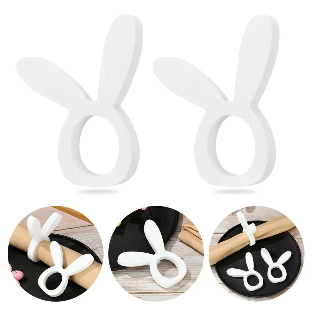 New Wooden Party Supplies Durable Napkin Holder Decor Rabbit Napkin Rings Napkin Fixing Ring Easter Supplies