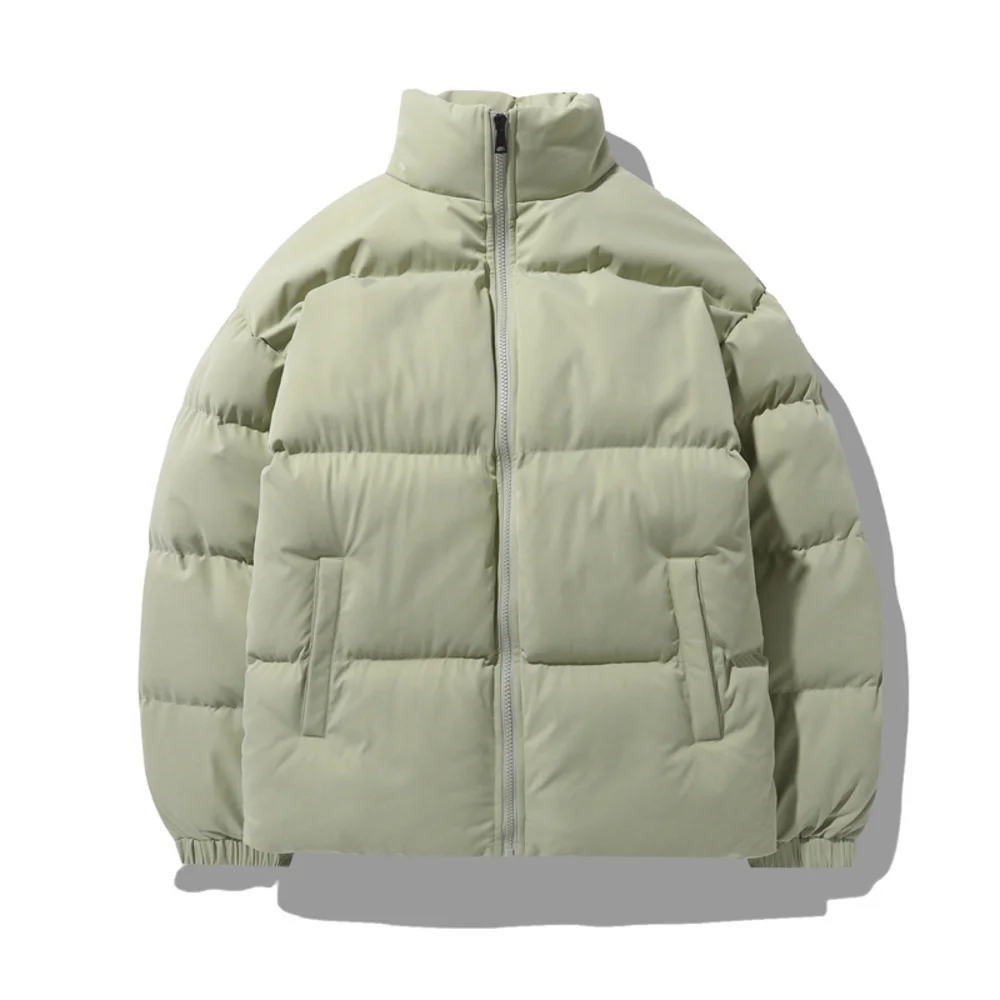 

Men Winter Jacket Thicken Warm Mens Cotton Coat Colorful Stand Collar Windproof Casual Solid Color Jacket Fashion Couples Parka