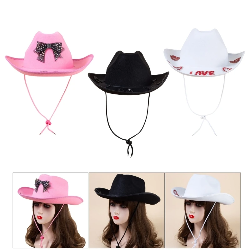 

Vacation Cowboy Hat Bowknot Surprise Gift for Girl Boys Cowgirl Hat for Carnivals Music Festival
