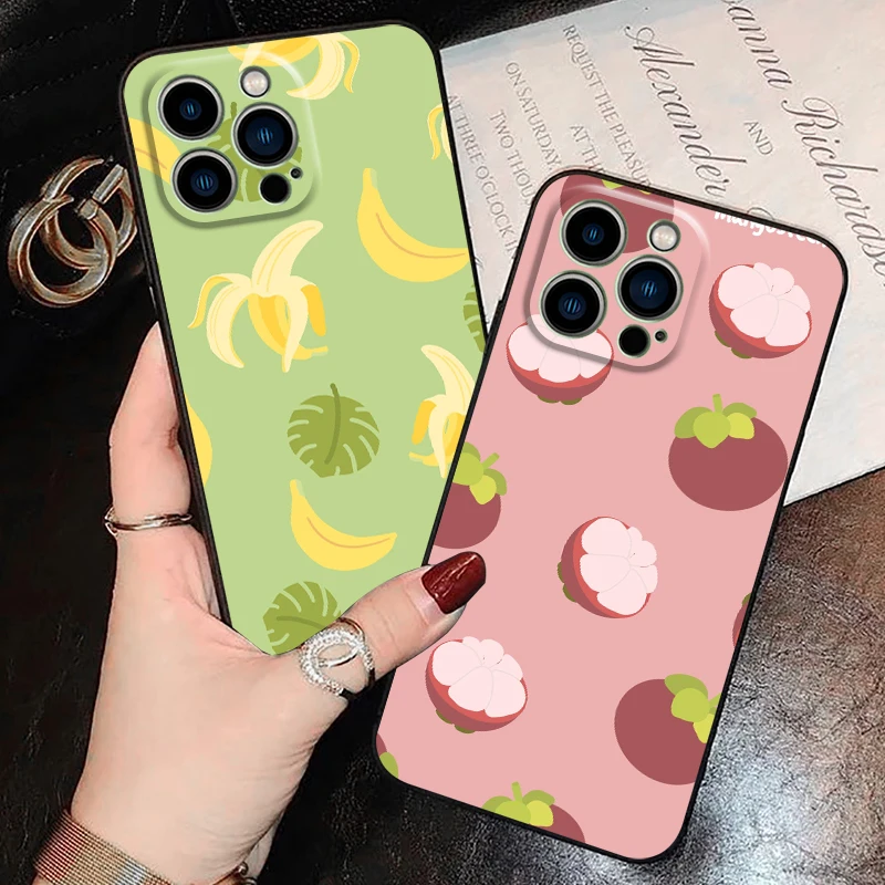 

Cartoon Fruit Phone Case For Funda iPhone 11 13 Pro Max 12 Mini X XR XS SE 2020 5 6 6s 7 8 Plus Soft Coque Back Etui