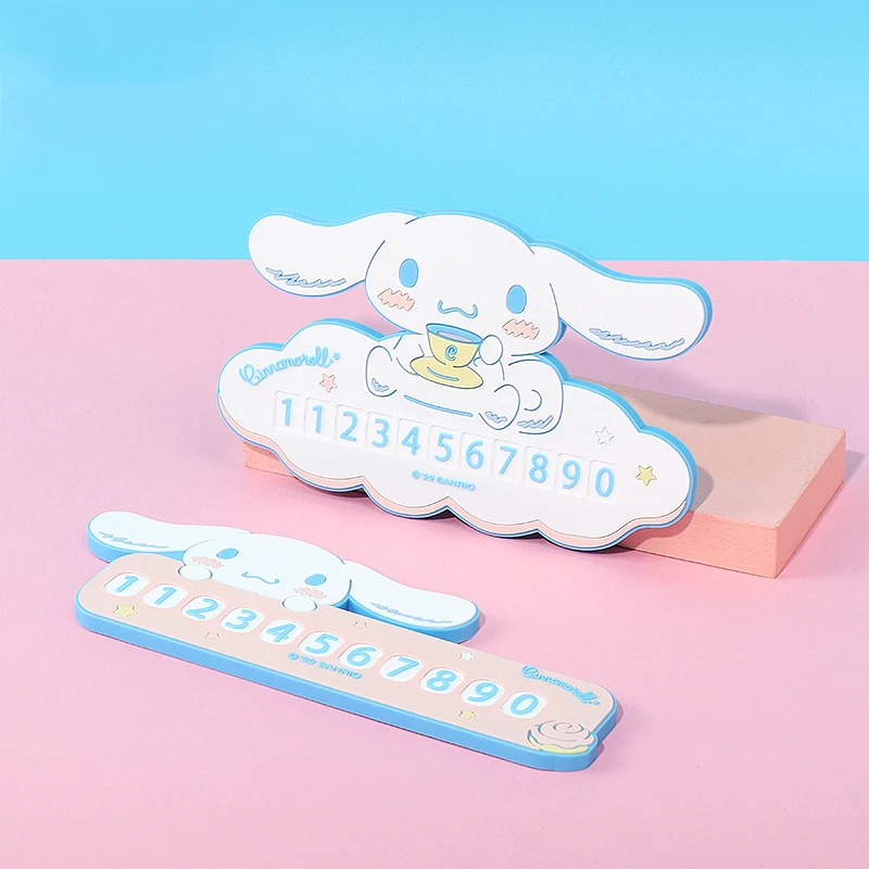 

Sanrio Cinnamoroll Hello Kitty Parking Number Plates Cartoon Style Cell Phone Number Plate Cute Girls Car Interior Decorations