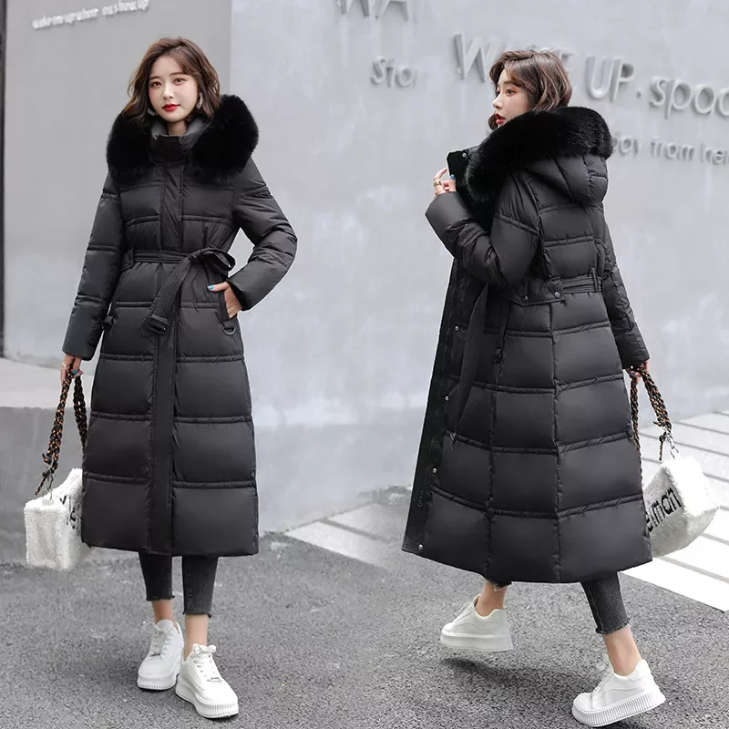 

Winter jacket in heavy hair get long temperament of cultivate morality show belt down cotton-padded jacket female coat