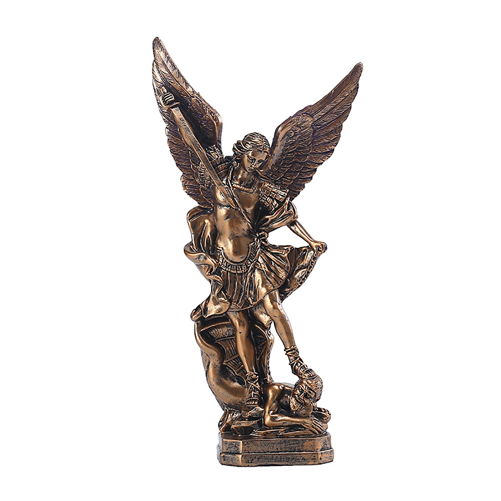 

Retro Angel And De mon Battle Statue Home Garden Resin Figurine Ornament Catholic Gifts Home Decor