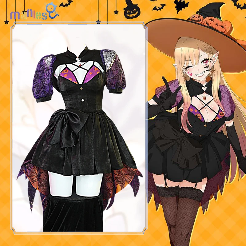 

Костюм для косплея манлес Китагава Марин Мой наряд любимый Косплей Хэллоуин женский сексуальный костюм демона платье комплект шапки