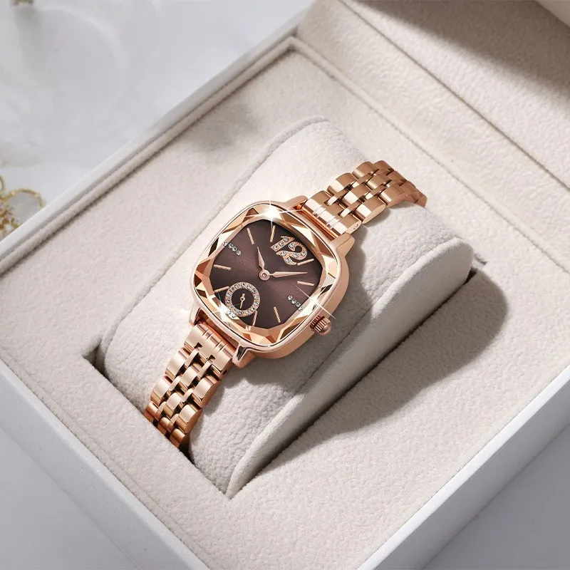 High Quality Cut Glass Square Dial With Diamond Inlaid Waterproof Women's Watch, A Great Gift For Elites