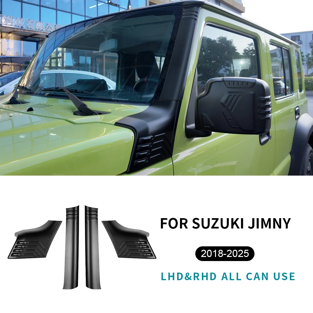 

Для Suzuki Jimny JB64 JB74 2018-2025 (левый/правый руль) — защитная накладка на переднюю стойку, матовый черный ABS-пластик