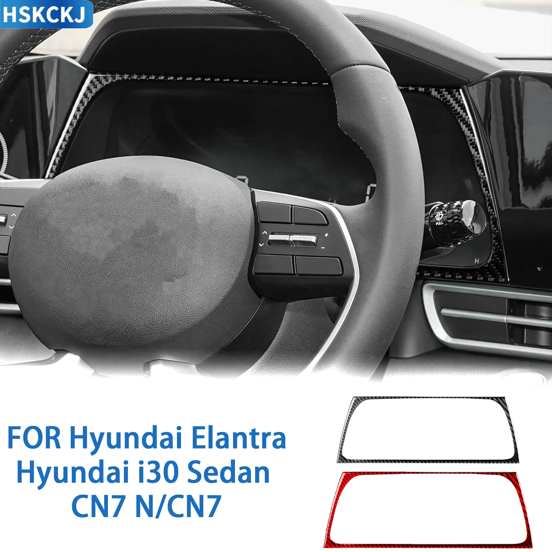 Фото Для Hyundai Elantra CN7 i30 Sedan CN7 N 2021-2026: Декоративная рамка приборной панели из углеродного волокна, наклейки для тюнинга интерьера №1
