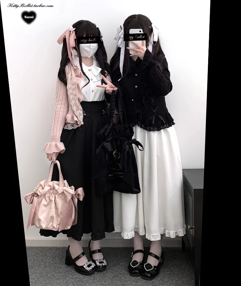 Осень 2023 новые черные длинные юбки в японском стиле Rojita с высокой талией и