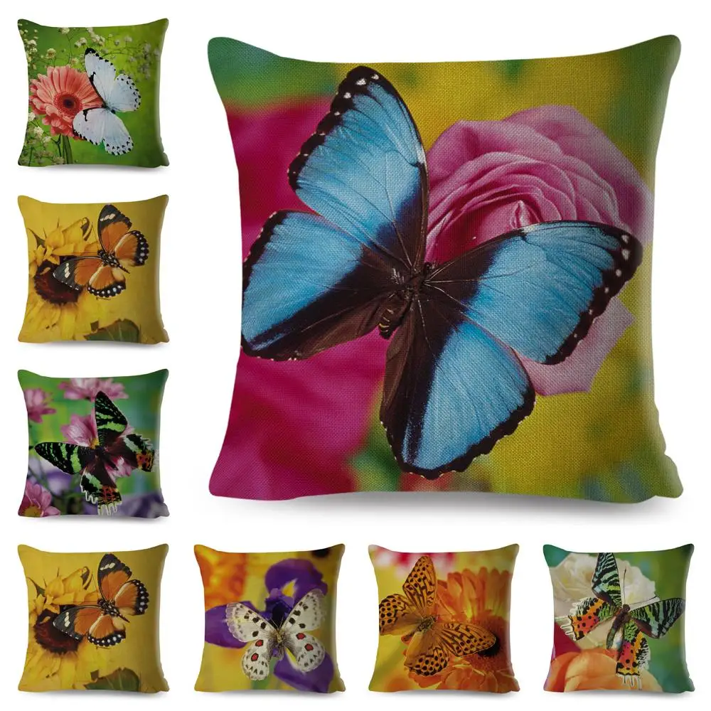 

Beautiful Butterflies Flowers Throw Pillow Case Cushion Cover Home Living Room Decorative Pillows For Sofa Bed Car 45*45 Nordic