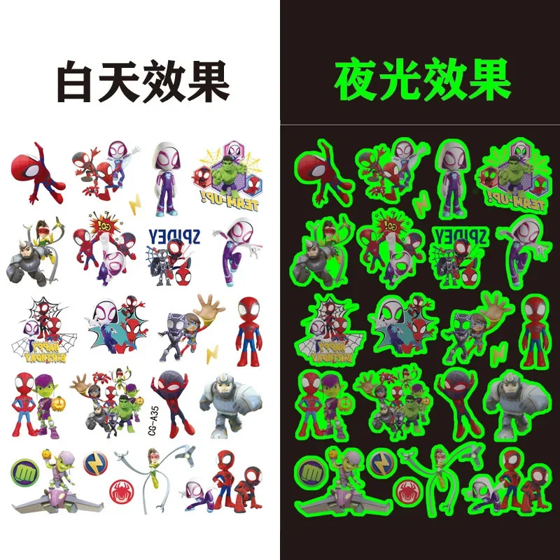 Светящиеся татуировки-наклейки с изображением Человека-паука Диснея милый