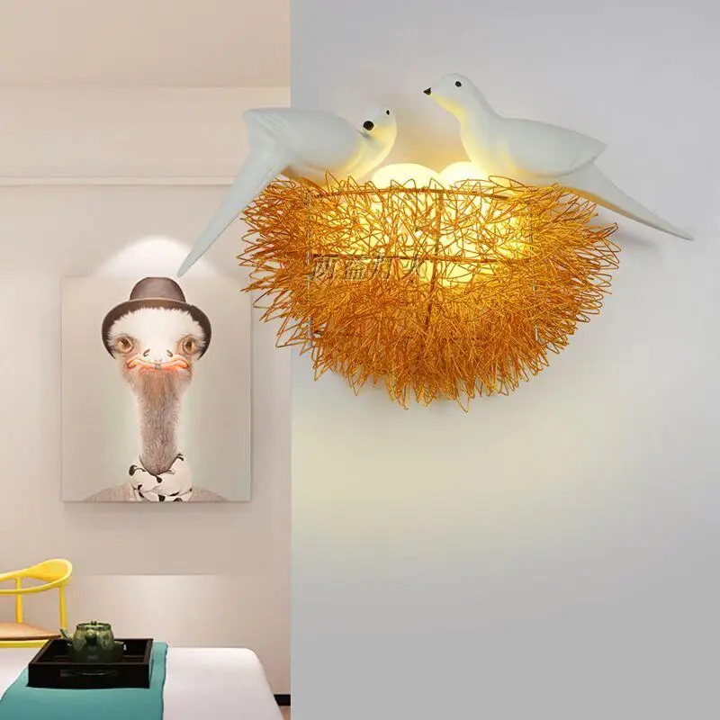 

Bird Nest LED Wall Lamp Children Bedroom Study Room Restaurant Decoration Novelty Wall Light With 3D Birds Art Lamp