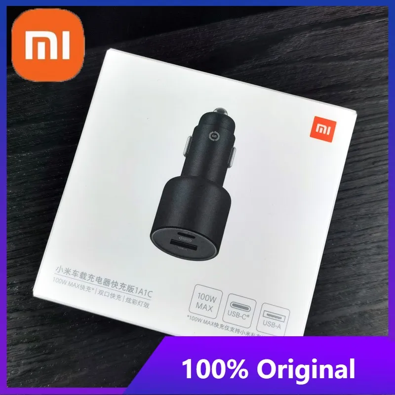 

Оригинальное автомобильное быстрое зарядное устройство Xiaomi 100 Вт, автомобильное зарядное устройство с двумя Usb-портами для быстрой зарядки ...