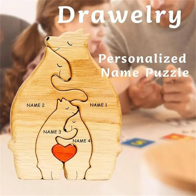 

Personalized Bear Family Decora Popular Wooden Bear DIY Ornaments Name Custom Mother Bear Ornaments Customized Gift For Family