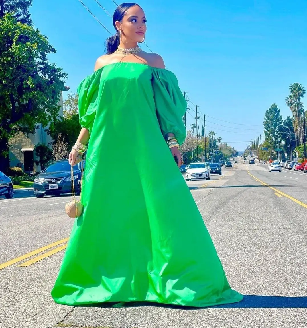 

Chocomist Dresses Fashion Vacation Wear Lantern Sleeve Loose Women Maxi Dress