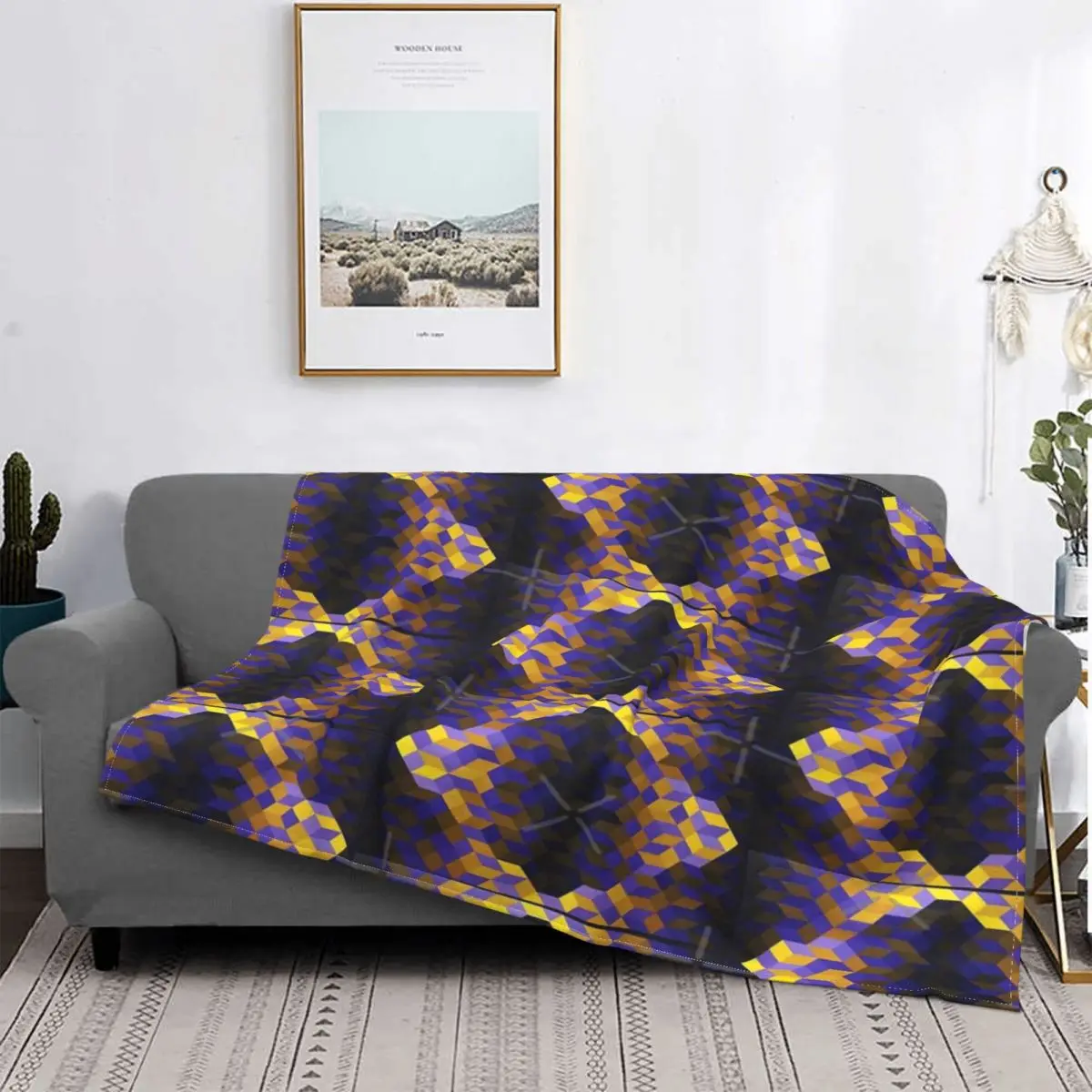 

Victor Vasarely-colcha a cuadros para cama, manta de forro polar, a cuadros, 4 unidades