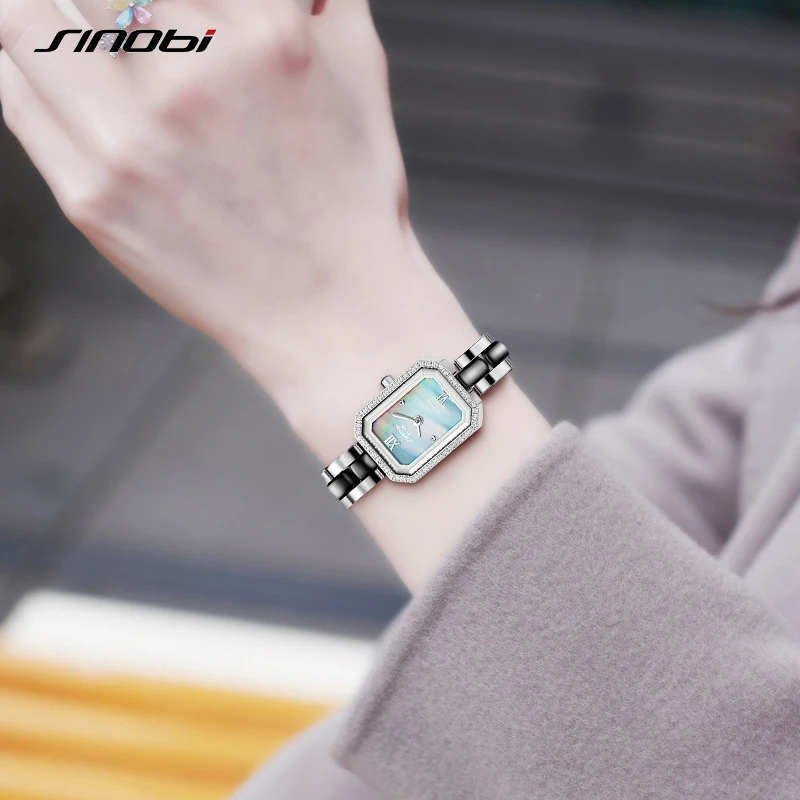 SINOBI Fashion Elegent Women Watch Rectangle Diamond Luxury Woman's Quartz Wristwatches High Quality Ladies Clcok Montre Femme enlarge