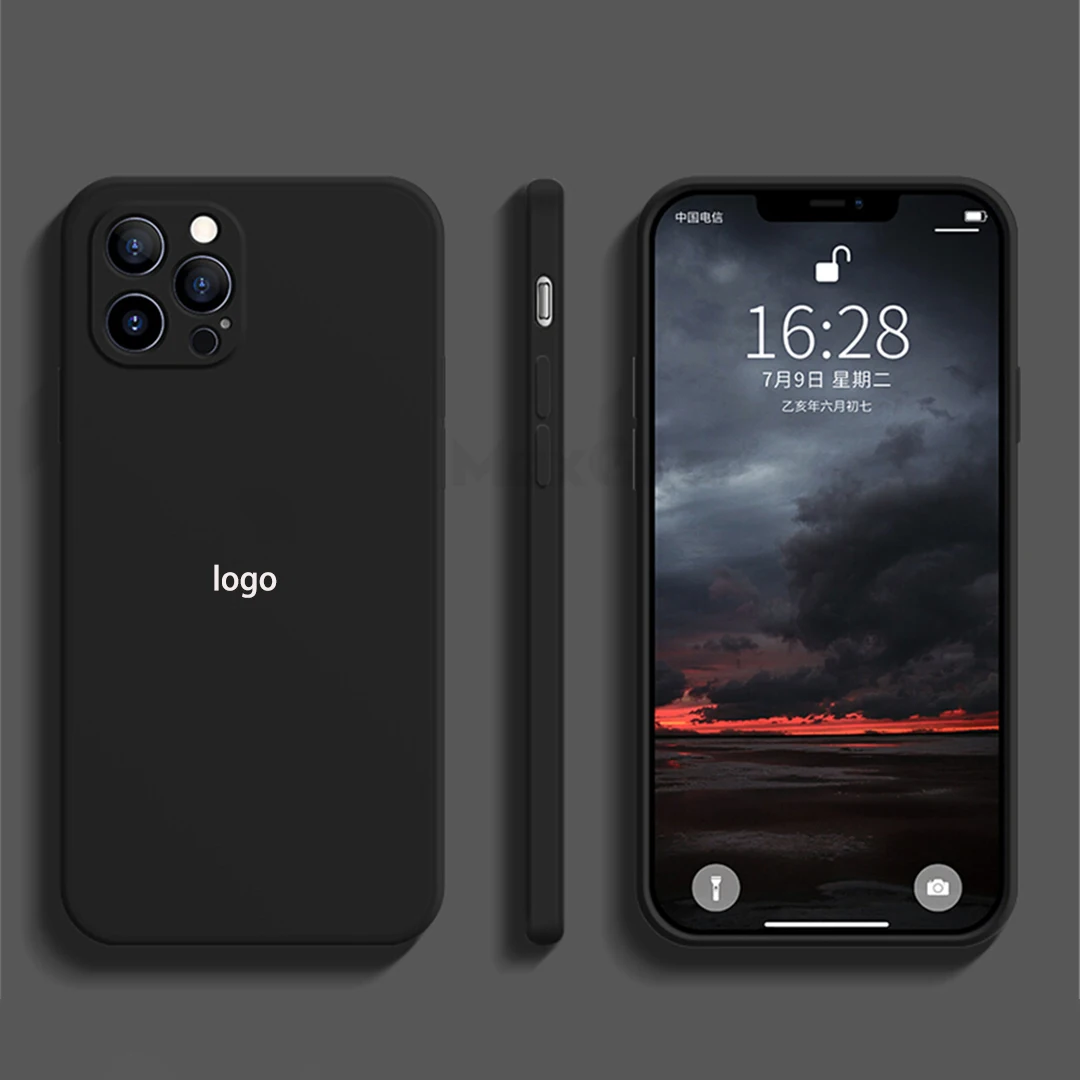 

Оригинальный чехол с квадратными краями и логотипом, чехол из жидкого силикона для iPhone 11, 12, 13, 14, Pro Max, X, Xs, XR, 7, 8 Plus, защитная крышка для объект...