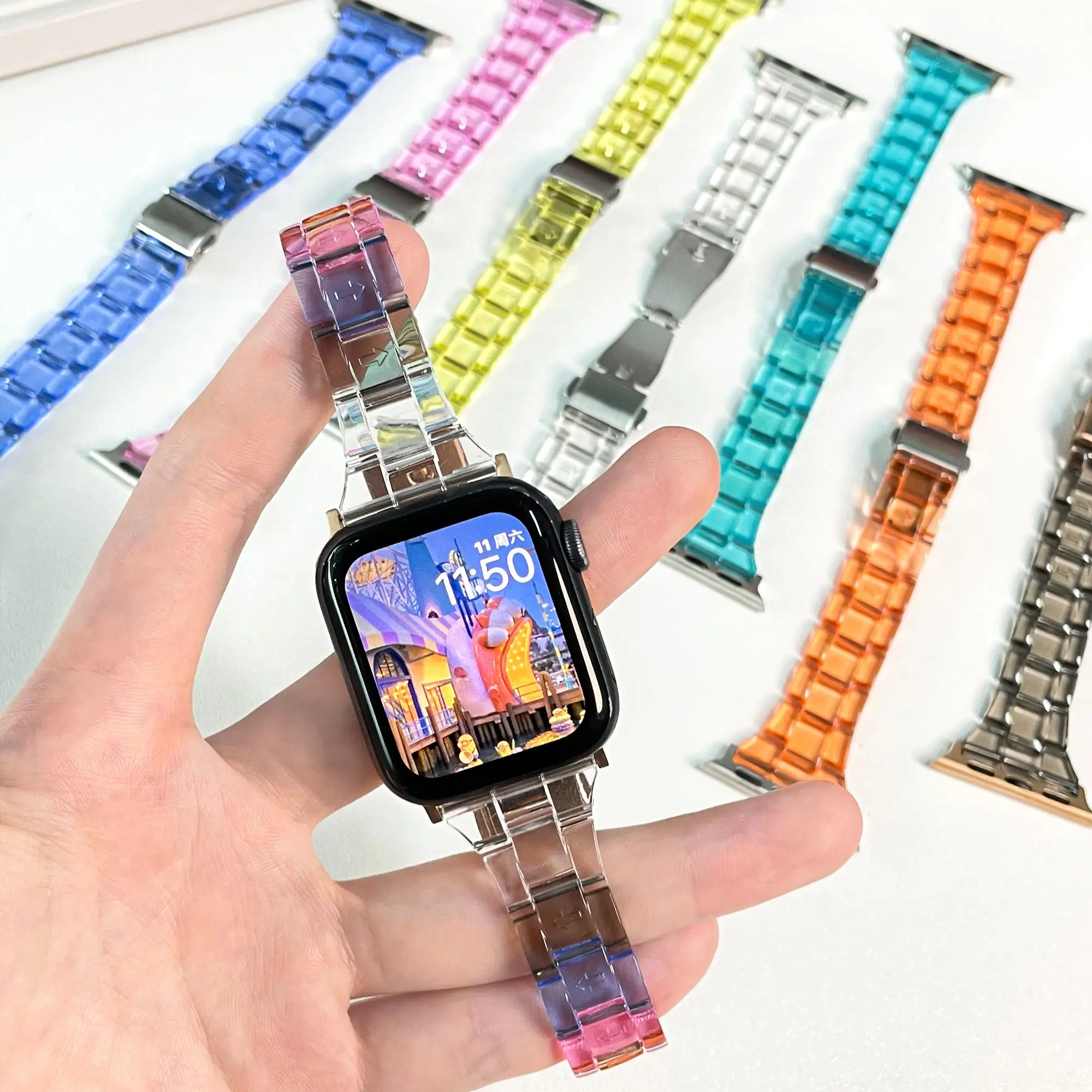 Тонкий прозрачный ремешок для часов Apple Watch 44 мм 40 мм 41 мм 45 мм 49 мм Series 8 7 SE654, ремешок для Iwatch 123 38 мм 42 мм, браслет для часов