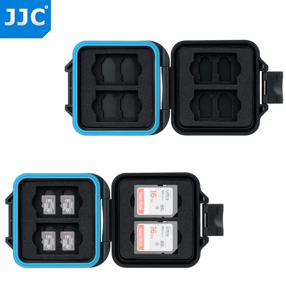 JJC Ultra-thin SD Card Case Micro SD Card Holder Organizer Memory Card Case Storage Box for 4 SD SDHC SDXC + 8 Micro SD TF Cards
