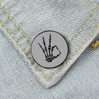 skeleton hand okay sign pin custom brooches shirt lapel teacher tote bag backpacks badge cartoon gift brooches pins for women