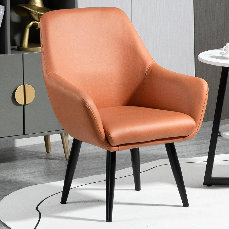 

Nordic Armrest Chairs Upholstered Back Support Relax Reading Living Room Chair Vintage Leather Muebles Para El Hogar Furniture