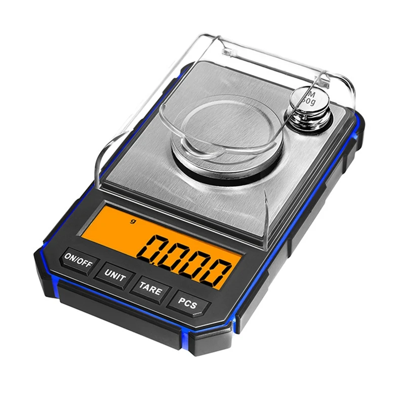 

0.001G Electronic Digital Scale Precision Pocket Milligram Scale 50G Calibration Weights Blue