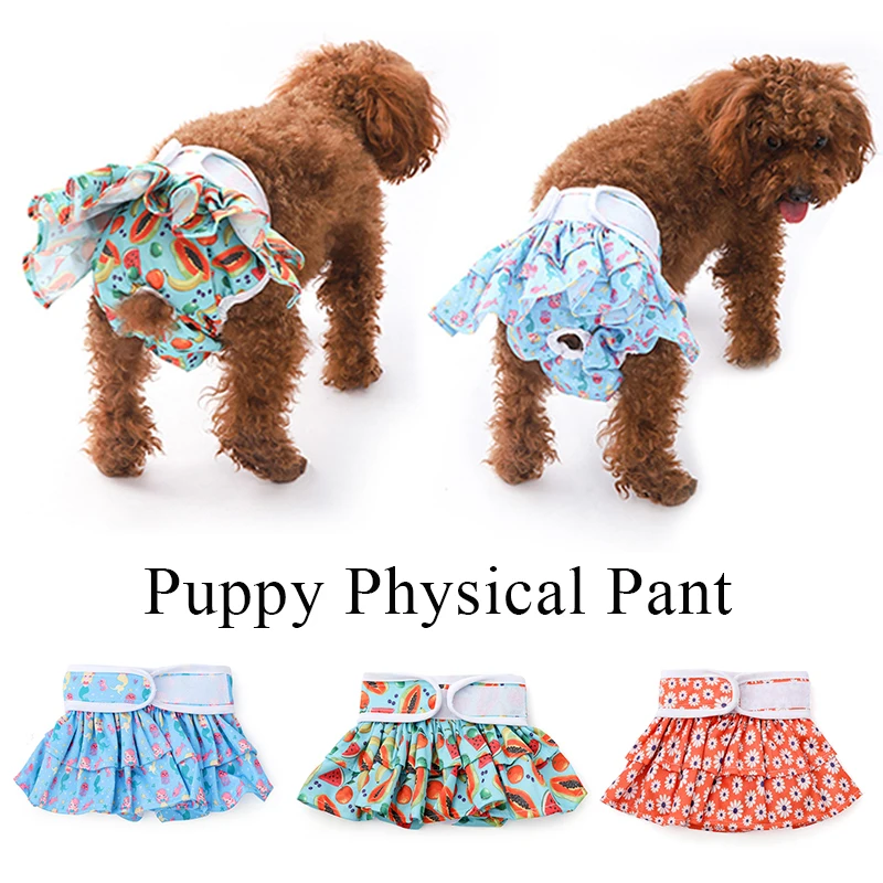 

Summer Cute Print Dog Physical Pant Soft Comfortable Breathable Pet Panties Exquisite Ruffles Dog Diapers Sanitary Dog Underwea