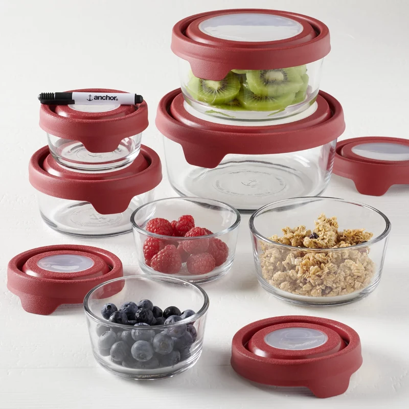 

2023 Clear Glass Food Storage 15 pcs Set Storage Organizer free shipping