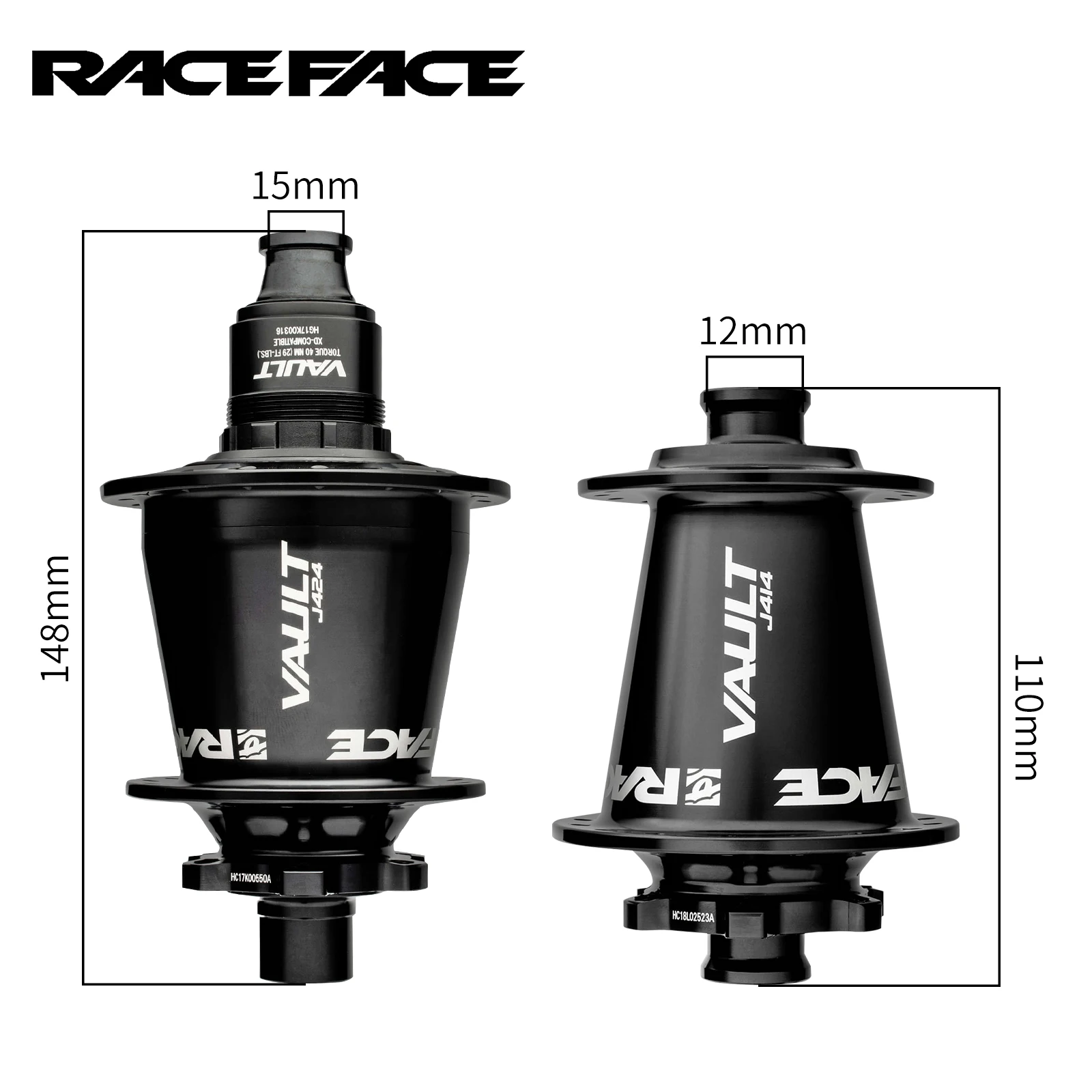 Фото Ступица RACEFACE Vault J-Bend — втулки 32H J414/J424 15x110 12x148 32H xD Freehub 6-болтовый комплект 60T F/R №3