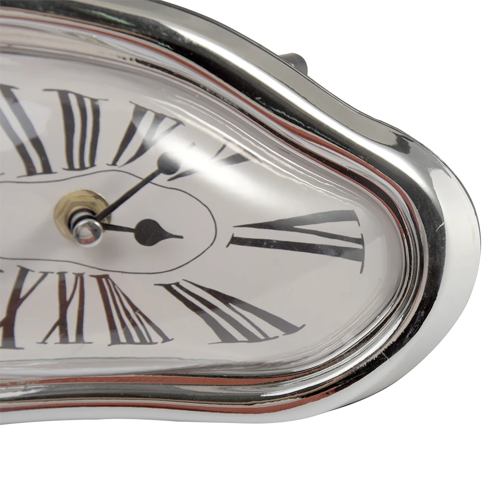 Декоративные пластиковые деформированные кварцевые серебряные настенные часы