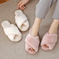 bevergreen winter women house slippers faux fur warm flat shoes female slip on home furry ladies slides plus size wholesale