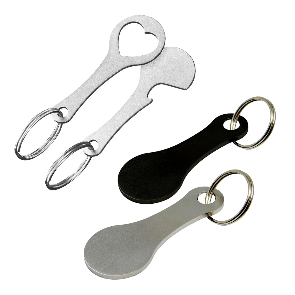 

2pcs Shopping Cart Token Key Metal Key Ring Beer Opener Stainless Steel Keyring Accessories Decor Keyring Hook Beer Opener