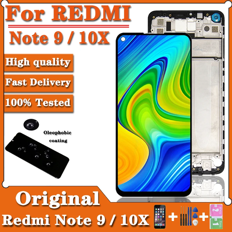 ЖК-дисплей для Xiaomi Redmi Note 9 с сенсорным экраном и дигитайзером в сборе, замена с рамкой для Redmi 10X, 4G, M2003J15SC, оригинал