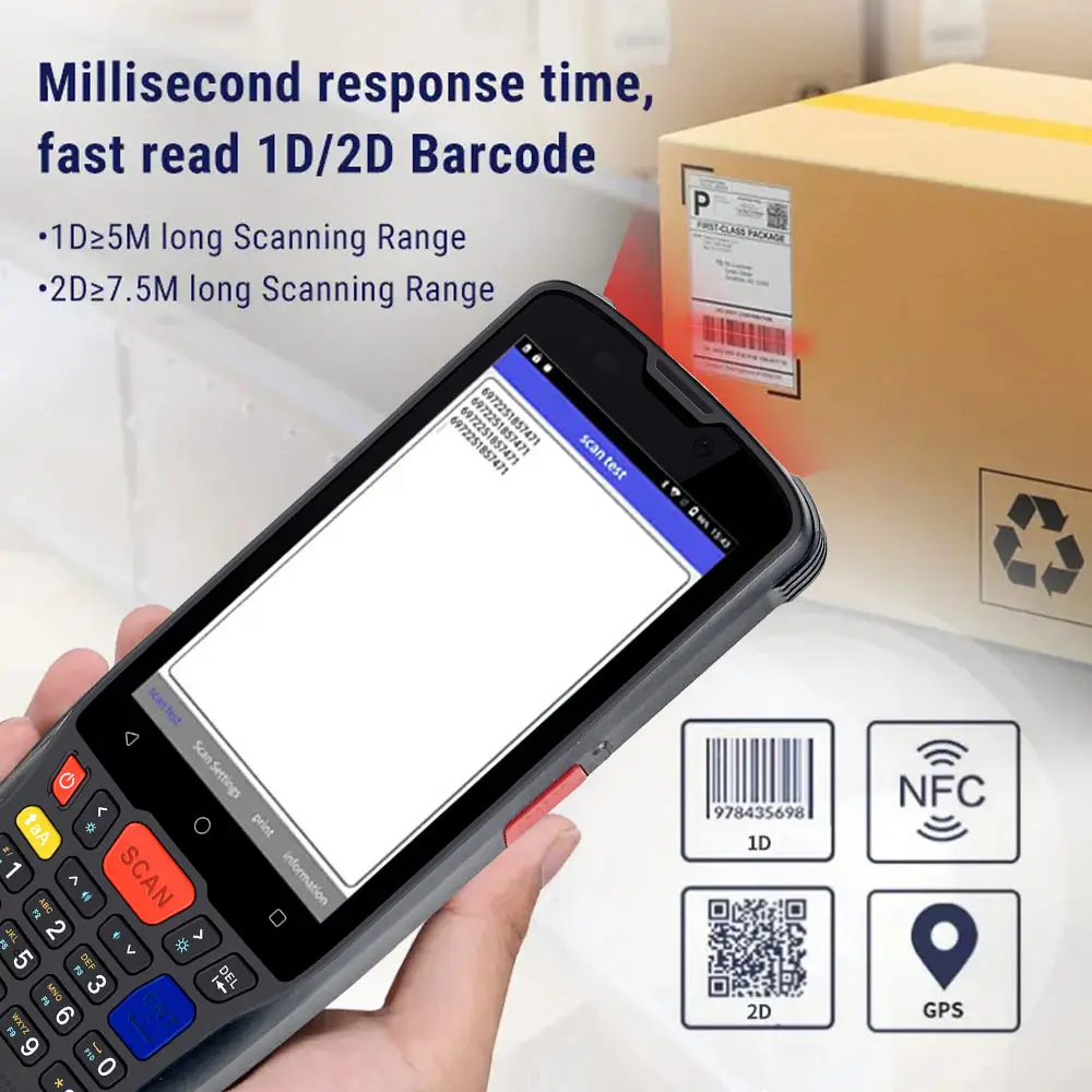Портативный промышленный смарт-сканер штрих-кодов и QR-кодов (2D) с NFC и RFID на базе Android с резервным аккумулятором (art.: 3920db37353f9) - 3920db37353f9