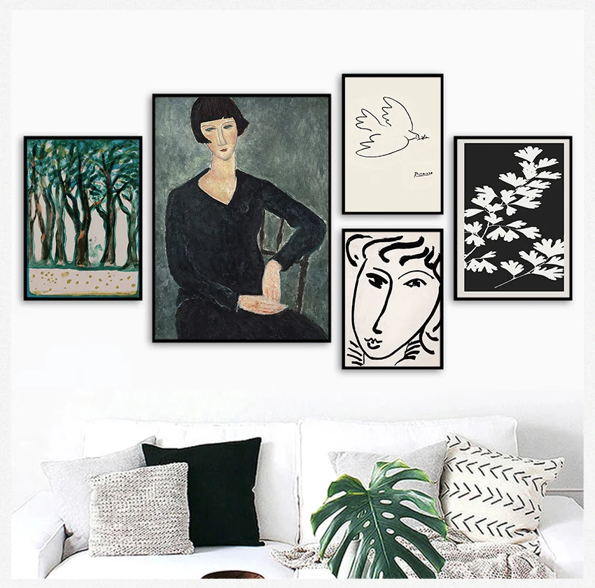 

Sketch Poster Canvas Print Painting Wall Pictures Living Room Home Decor Classic Picasso Amedeo Modigliani Artwork Collection