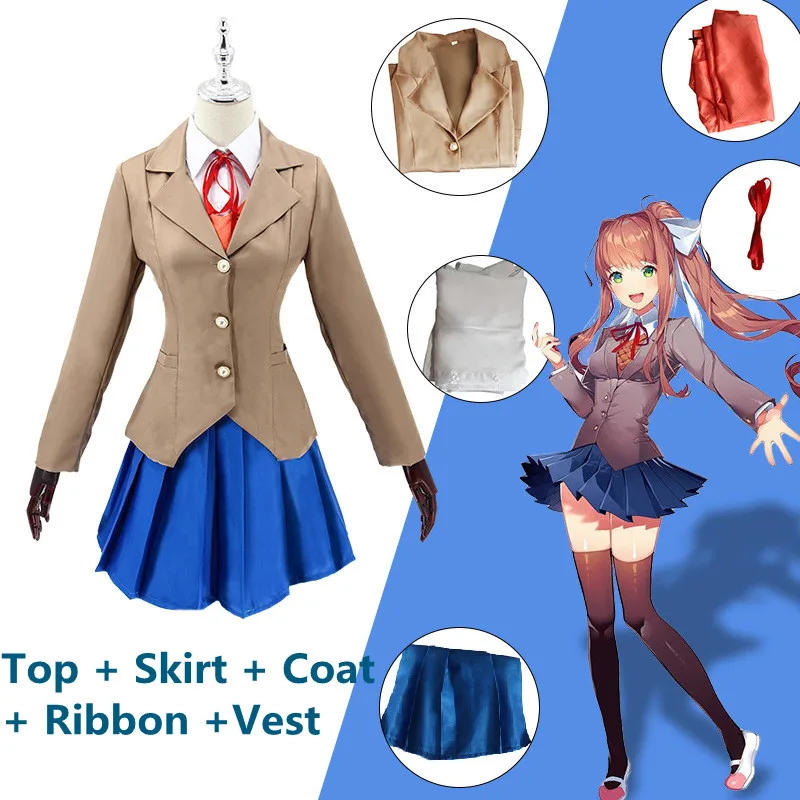 

Natsuki Monika Sayori Yuri Косплей Костюм Косплей Школа Doki литературная Клубная Униформа аниме костюмы для Хэллоуина женщины